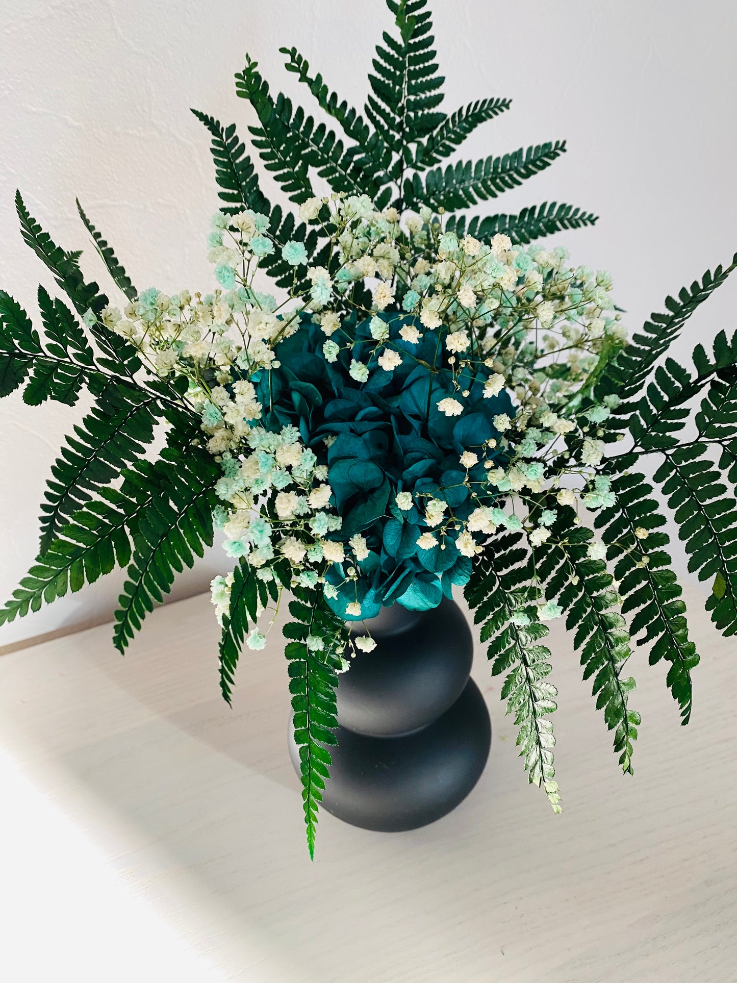 Bouquet Fleurs Stabilisees Flocon bleu