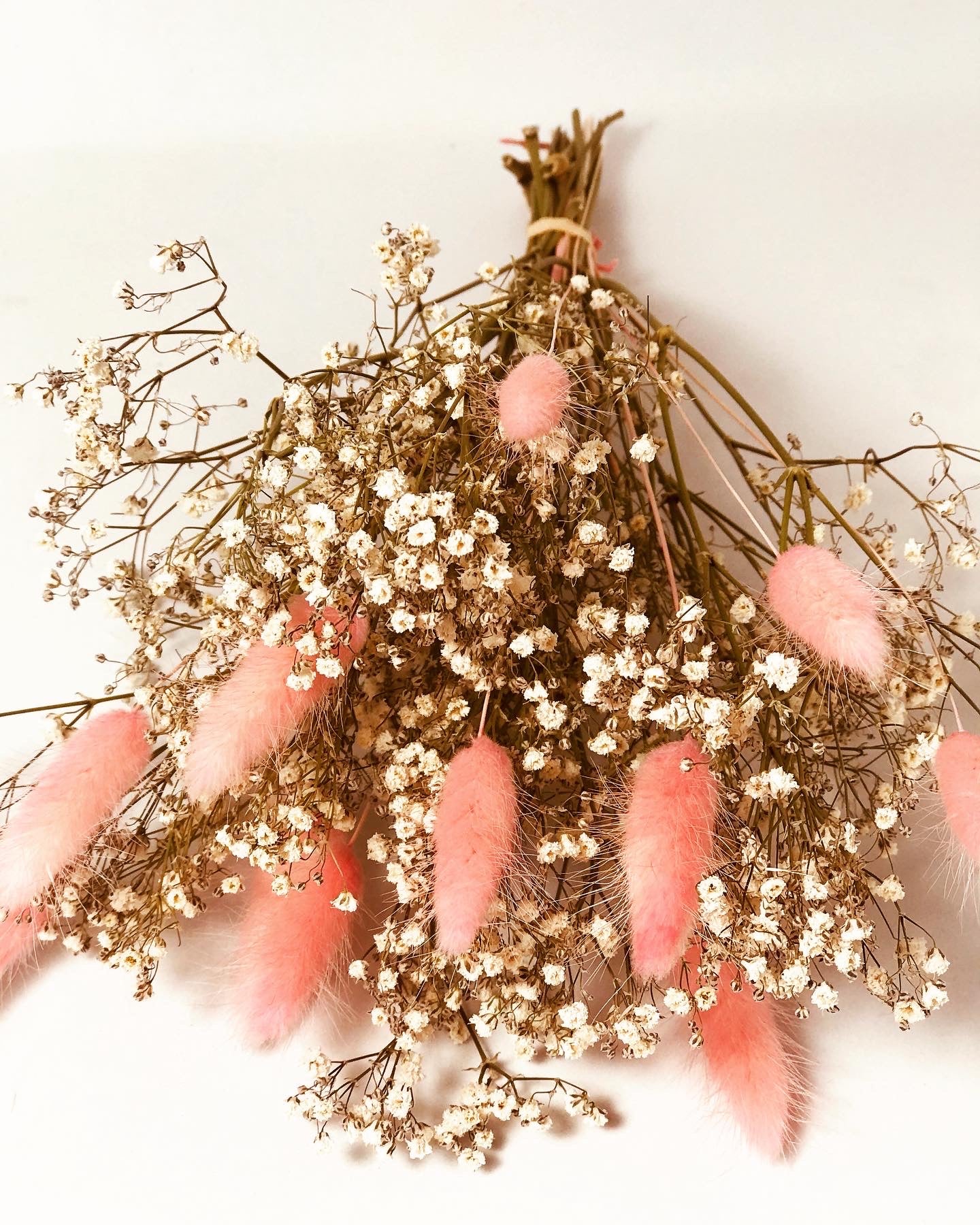 Bouquet de fleurs sechees Blanc & Rose