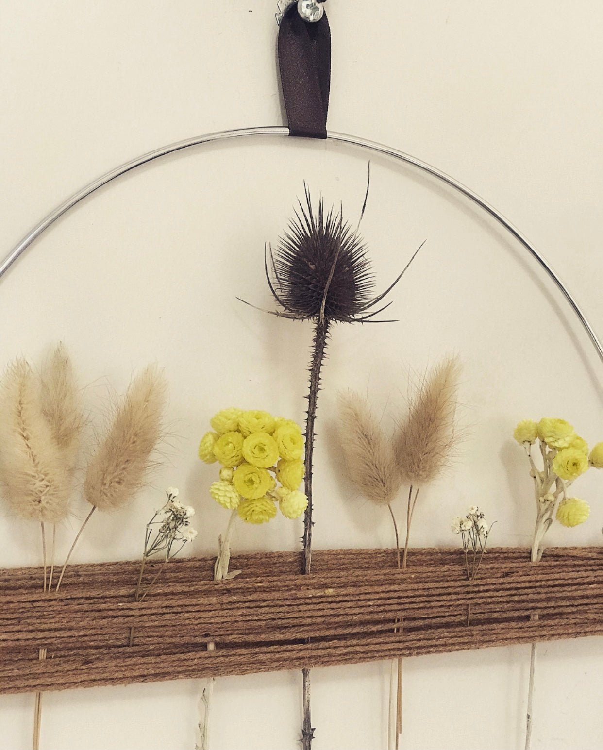 Couronne Design Chardon Jaune/Marron - Fleurs sechees