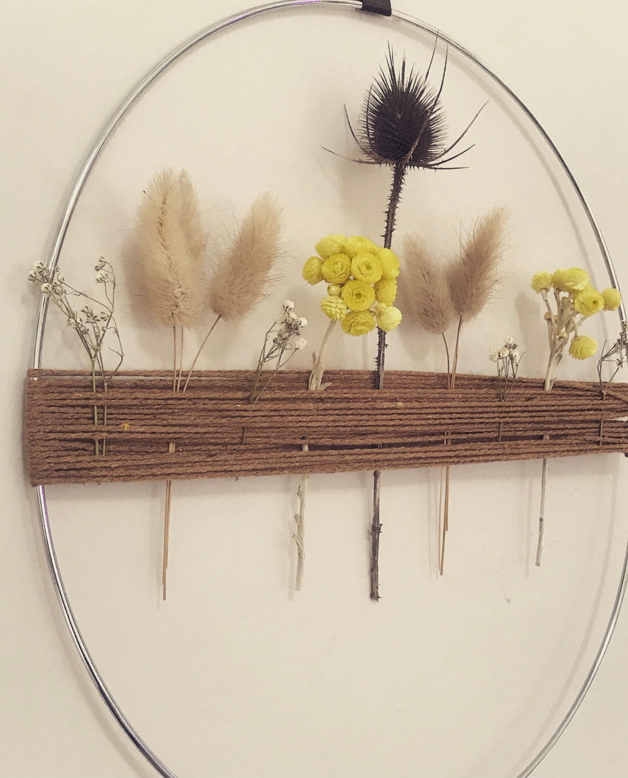 Couronne Design Chardon Jaune/Marron - Fleurs sechees