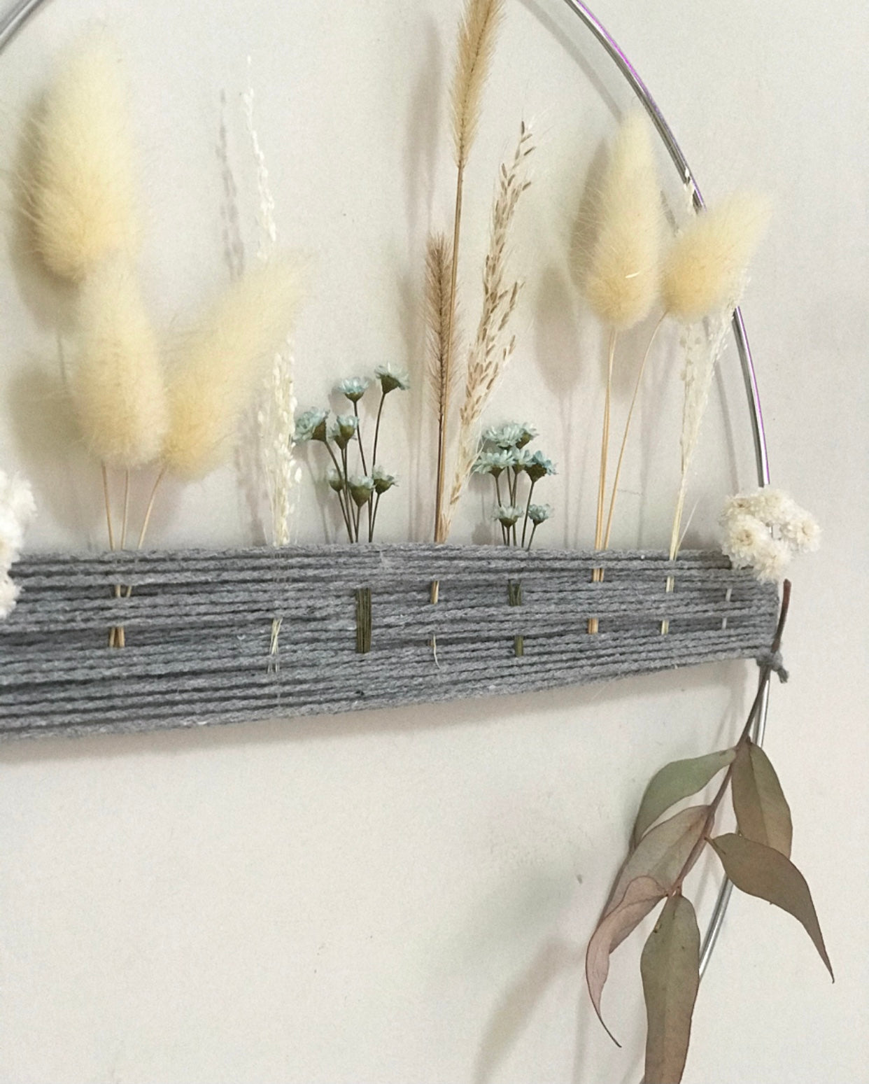 Couronne Design Eucalyptus Gris/Bleu Fleurs sechees