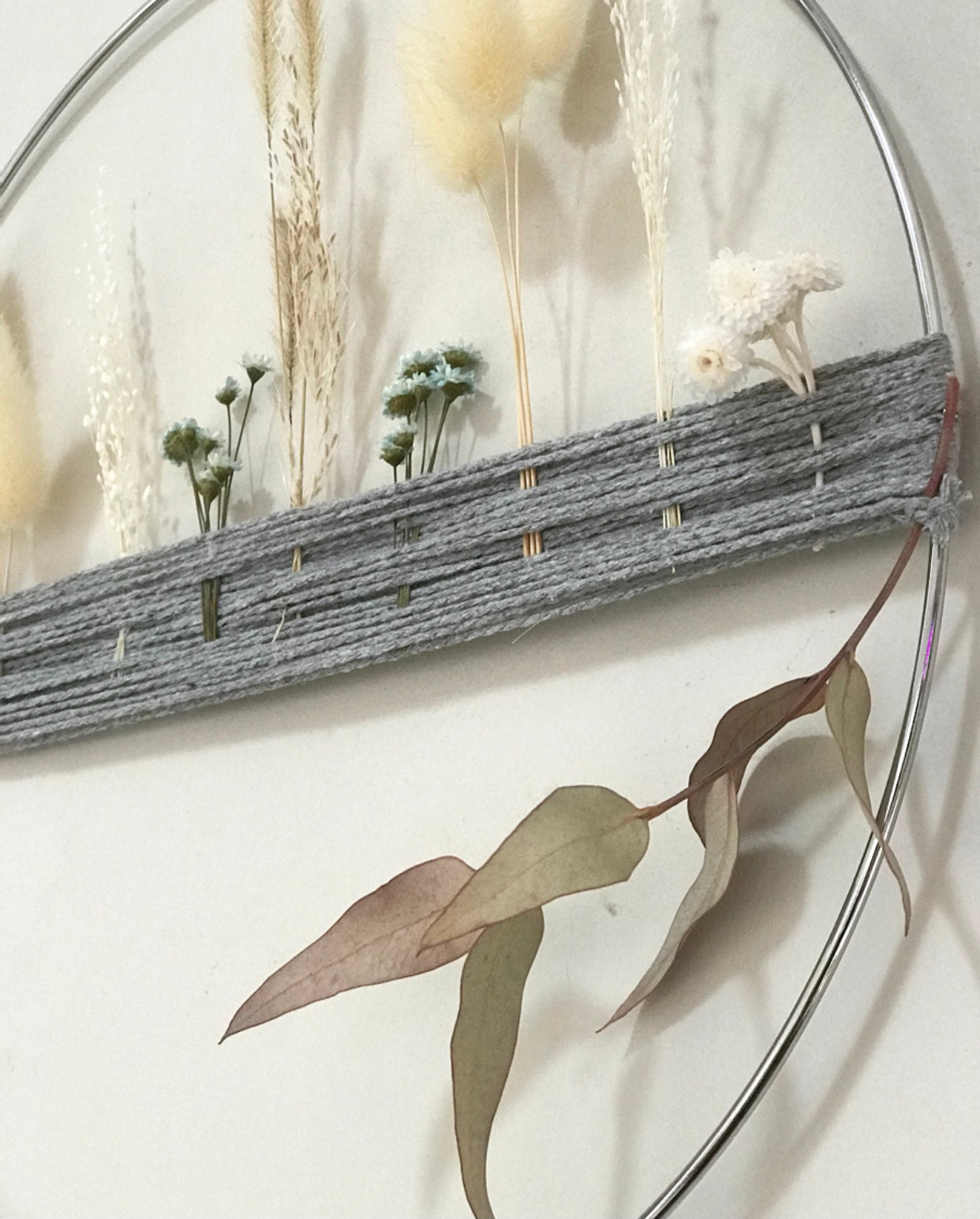 Couronne Design Eucalyptus Gris/Bleu Fleurs sechees