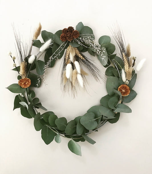 Couronne Eucalyptus frais Orange - Fleurs sechees
