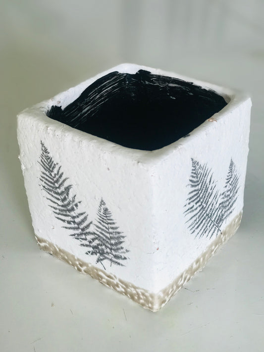Cache-pot carre Fougere Blanc