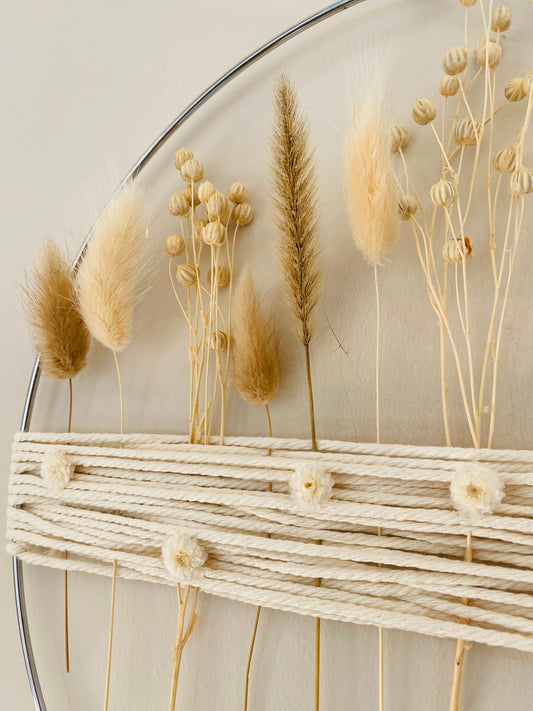 Couronne Design Fleurs sechees Blanc Beige