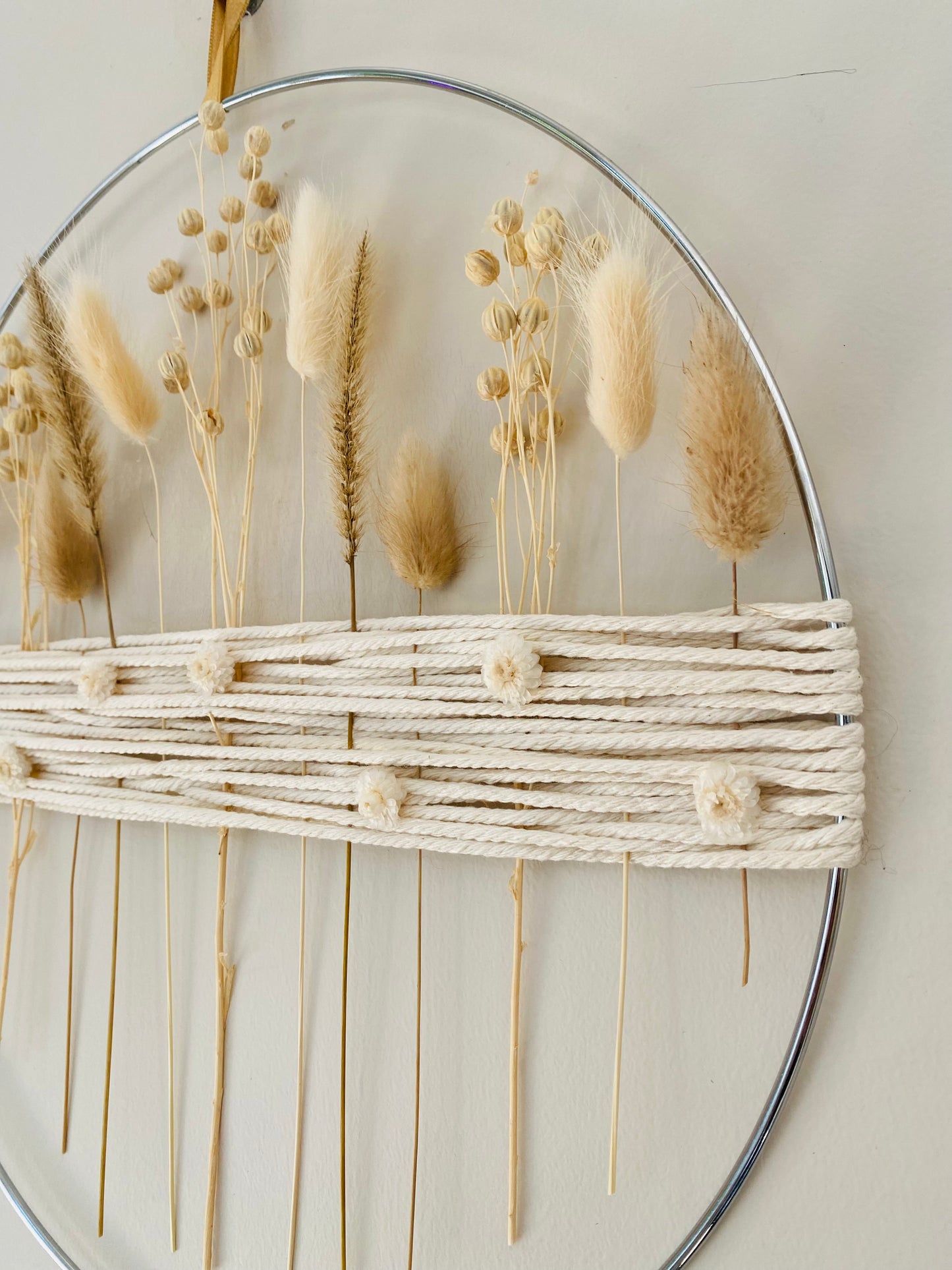 Couronne Design Fleurs sechees Blanc Beige