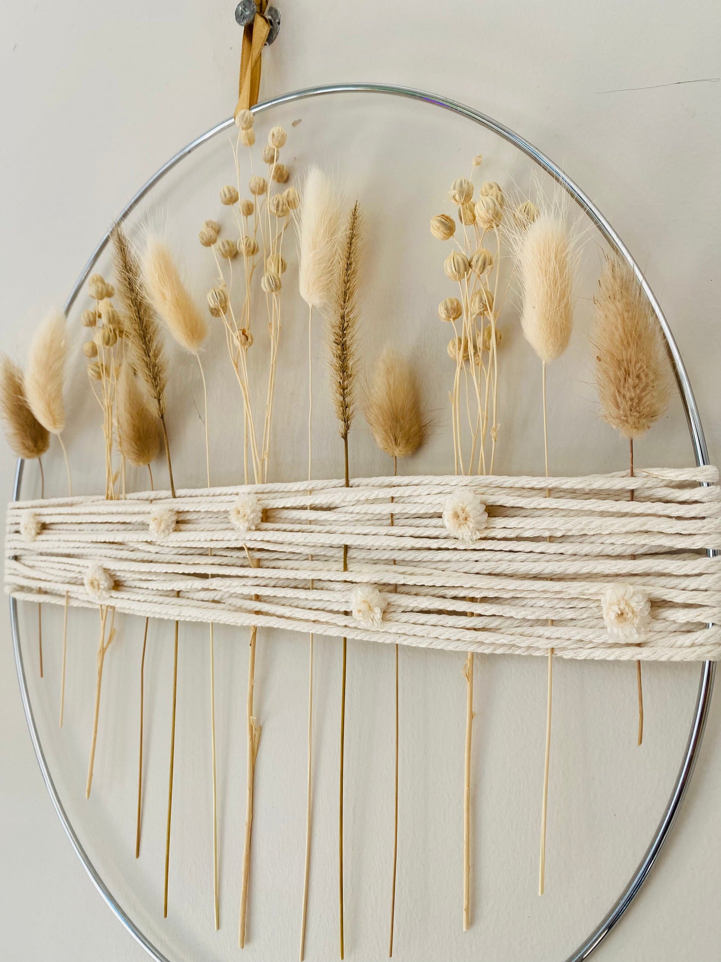 Couronne Design Fleurs sechees Blanc Beige