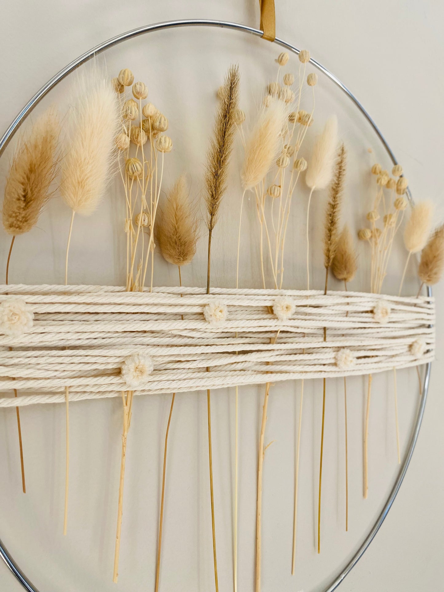 Couronne Design Fleurs sechees Blanc Beige