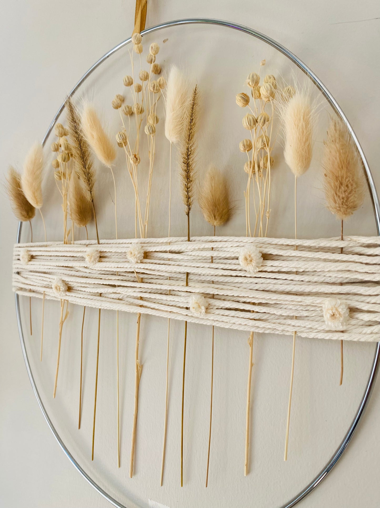 Couronne Design Fleurs sechees Blanc Beige