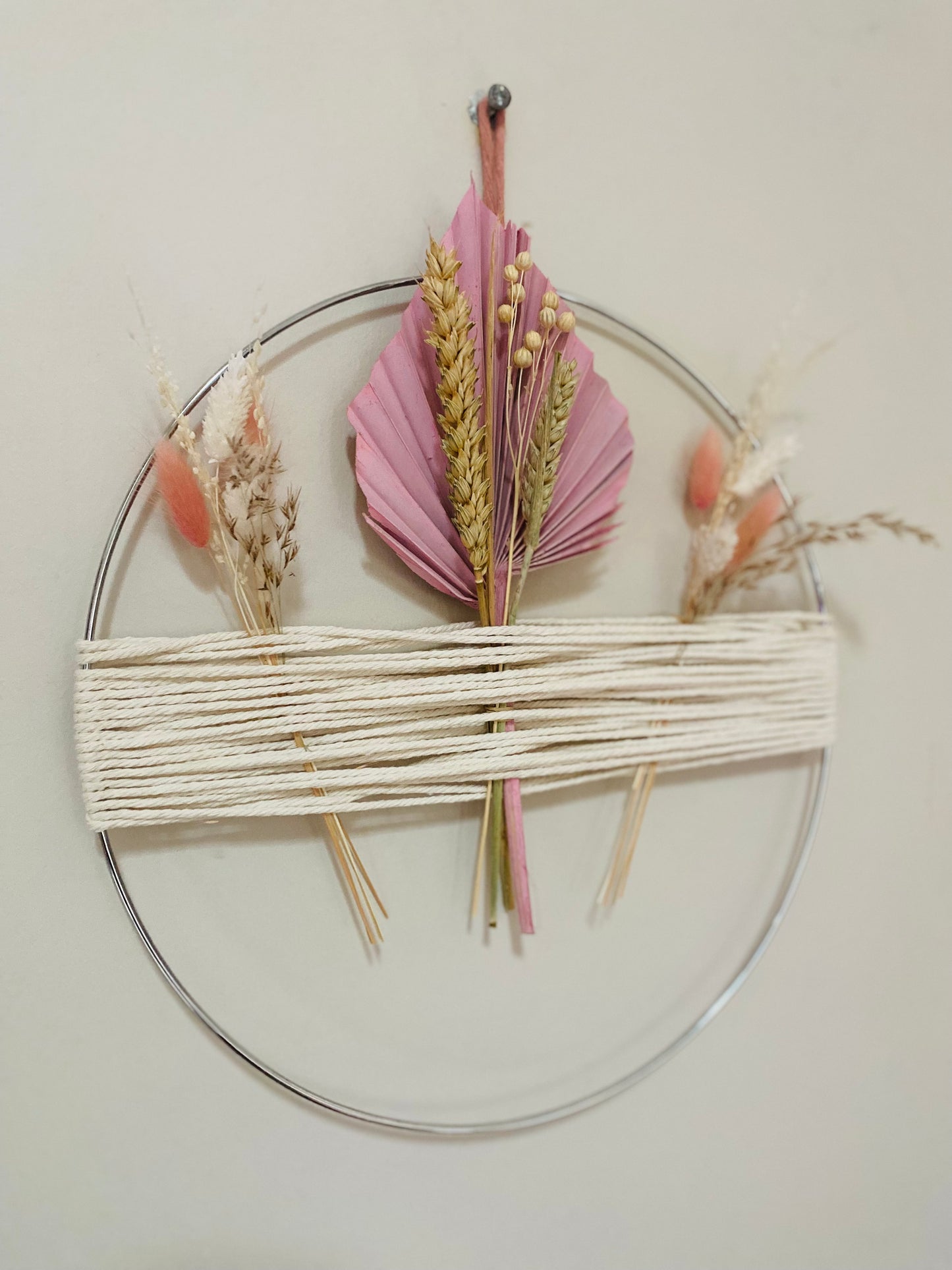 Couronne Poetique Fleurs sechees Rose pale