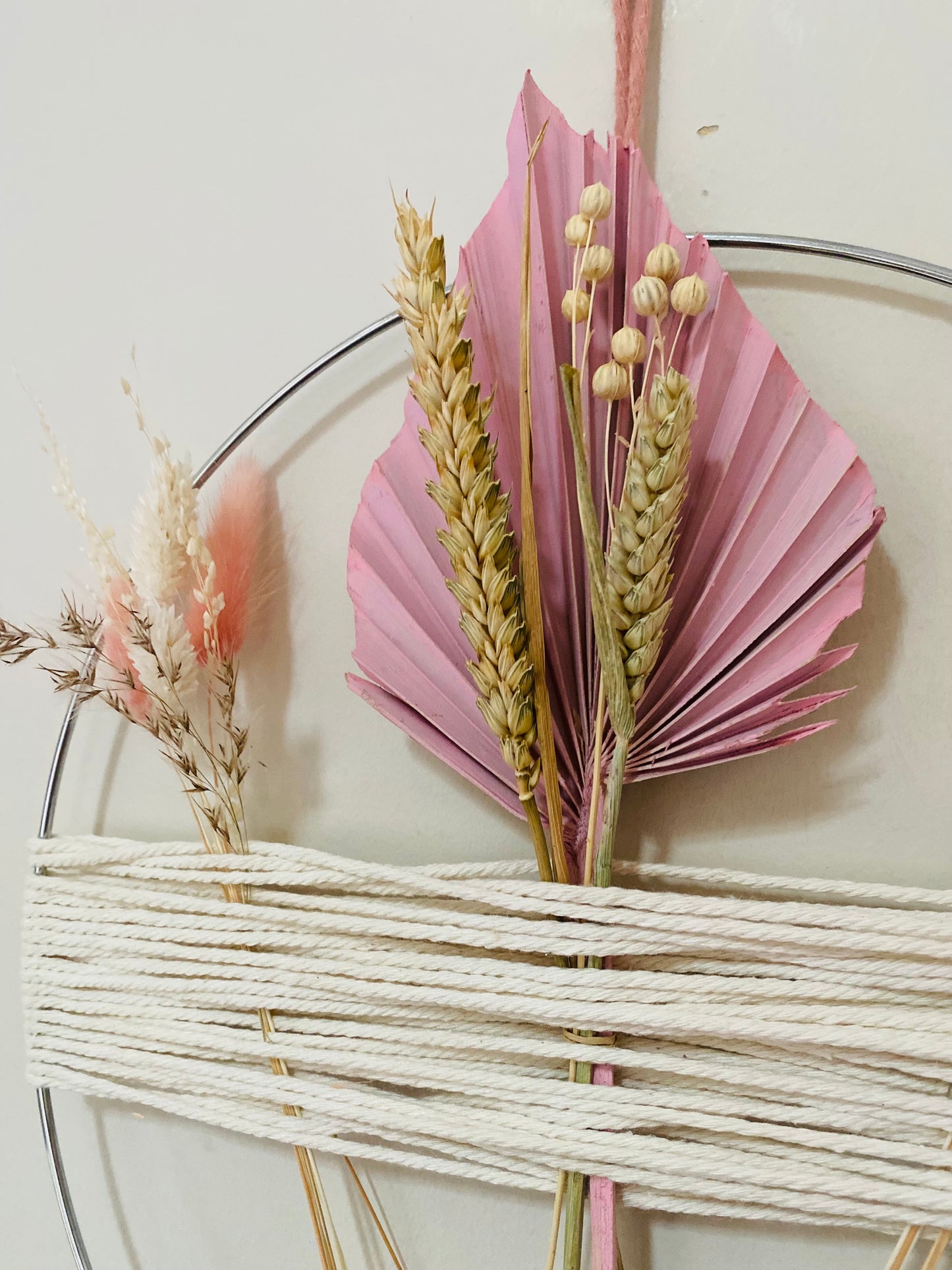 Couronne Poetique Fleurs sechees Rose pale
