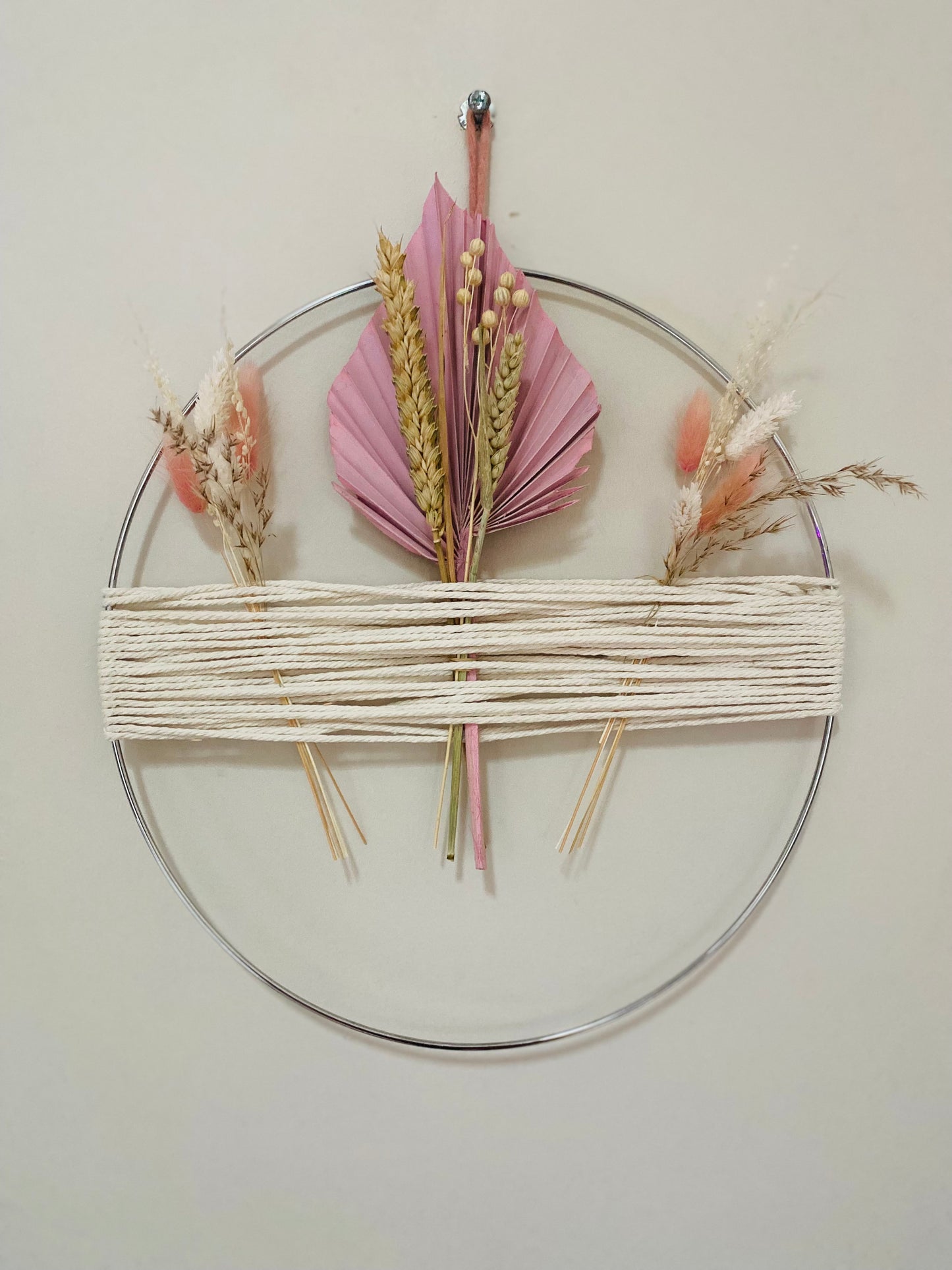 Couronne Poetique Fleurs sechees Rose pale