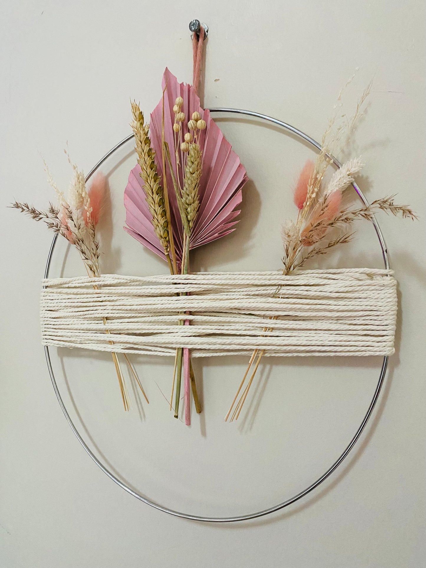Couronne Poetique Fleurs sechees Rose pale