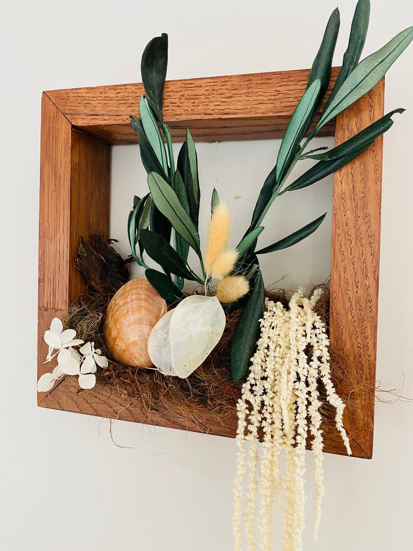 Tableau Vegetal Stabilise Cadre Bois 3D 'Méditerranée'