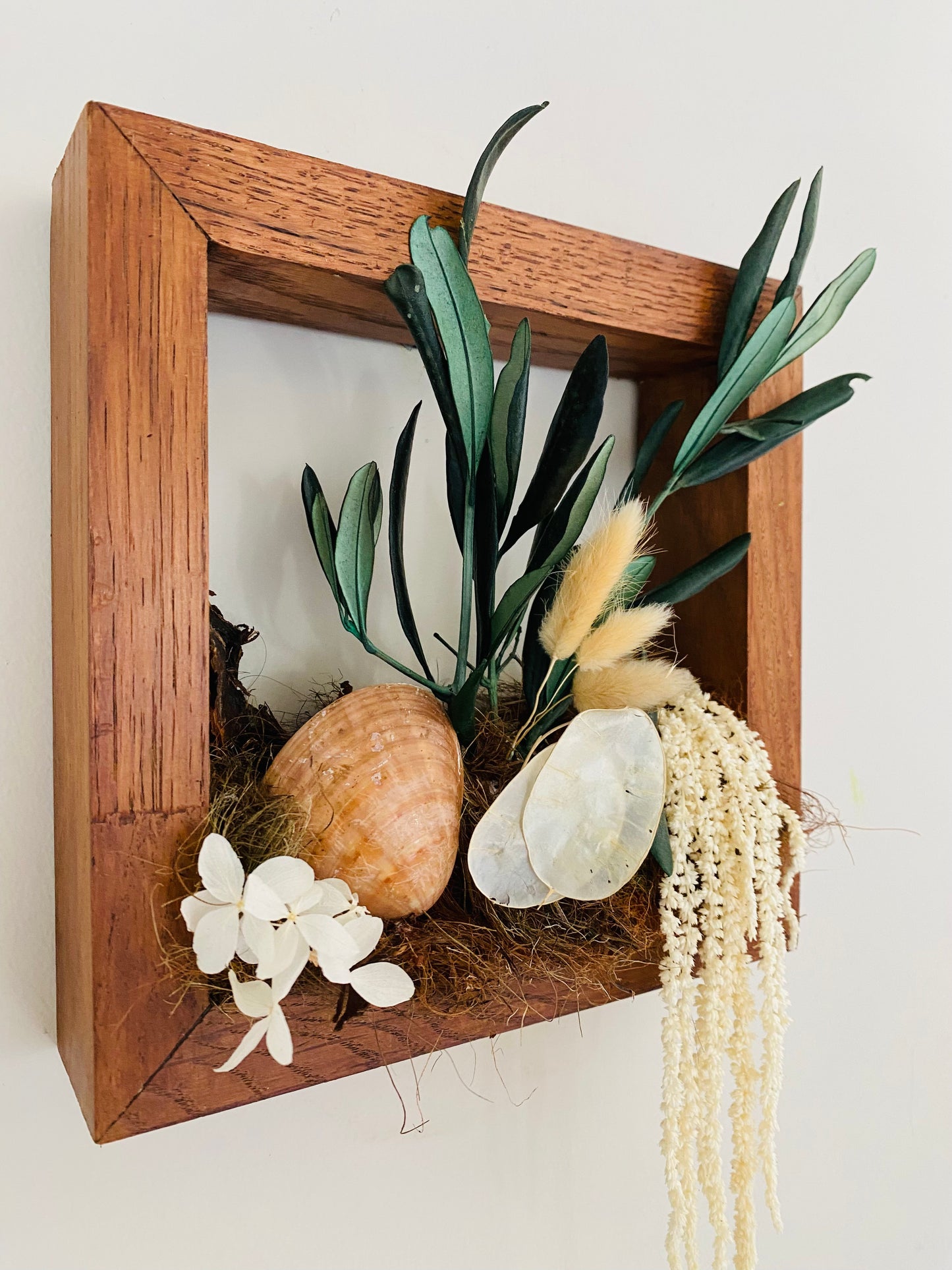 Tableau Vegetal Stabilise Cadre Bois 3D 'Méditerranée'