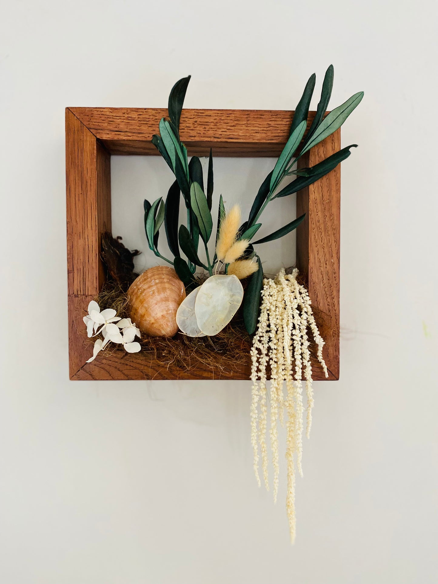 Tableau Vegetal Stabilise Cadre Bois 3D 'Méditerranée'