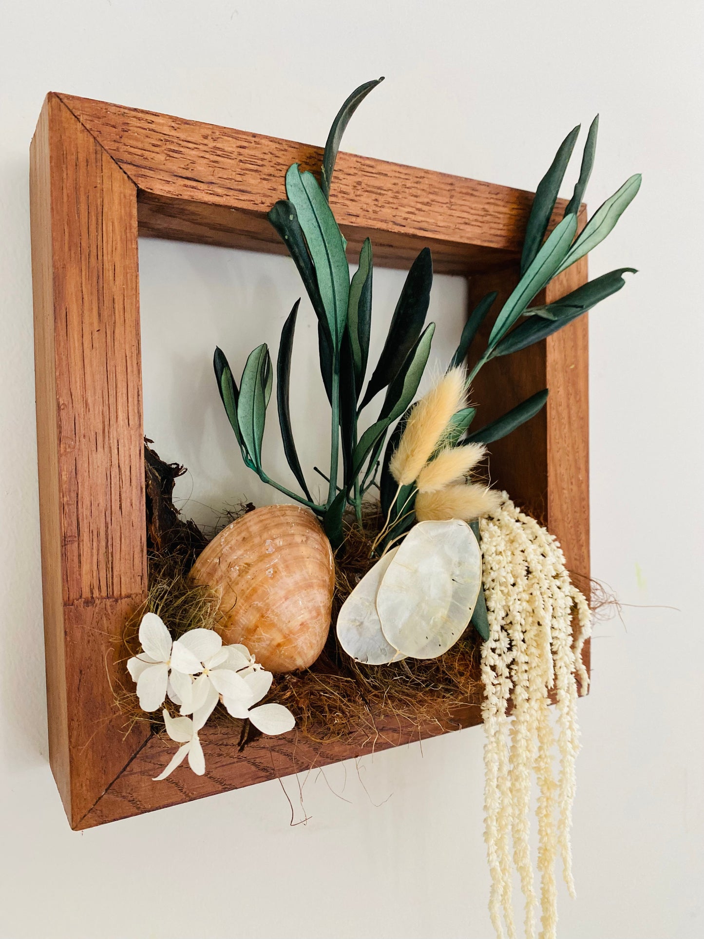 Tableau Vegetal Stabilise Cadre Bois 3D 'Méditerranée'
