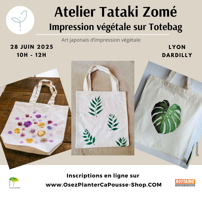 Atelier TATAKI ZOME Impression vegetale sur Totebag