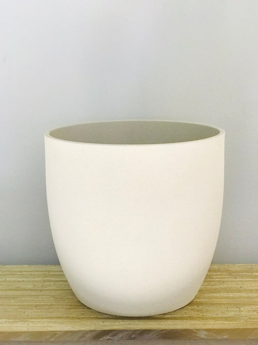 Cache-pot rond terre cuite enduite 16cm, vue d'ensemble, décoration intérieur naturel
