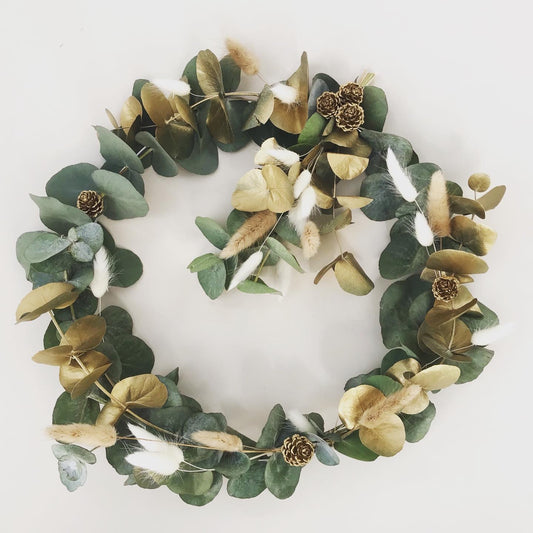 Couronne de Noel Eucalyptus Or & Blanc