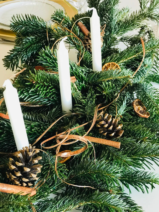 Centre de table Noel Champagne & Or 3 Bougies