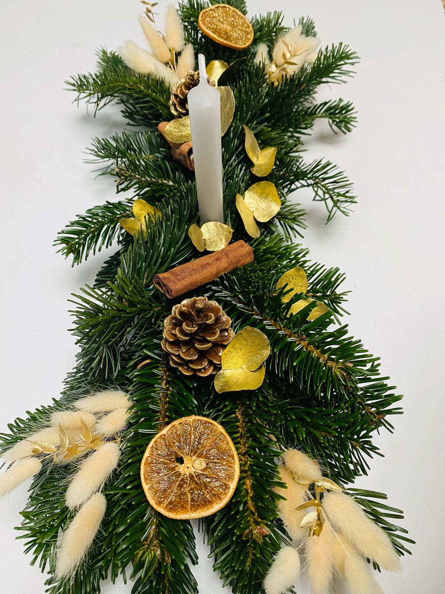 Centre de table Noel Or 1 Bougie