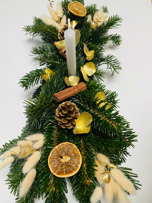 Centre de table Noel Or 1 Bougie