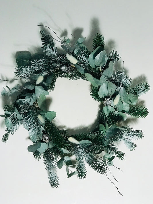 Couronne de Noel Sapin Eucalyptus Neige